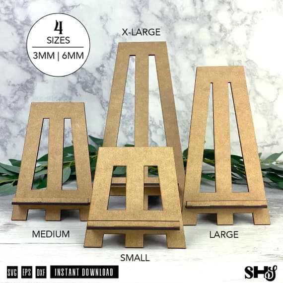 Easel Display Stand SVG | 4 Sizes | 3mm | 6mm | Laser Cut, eps, dxf