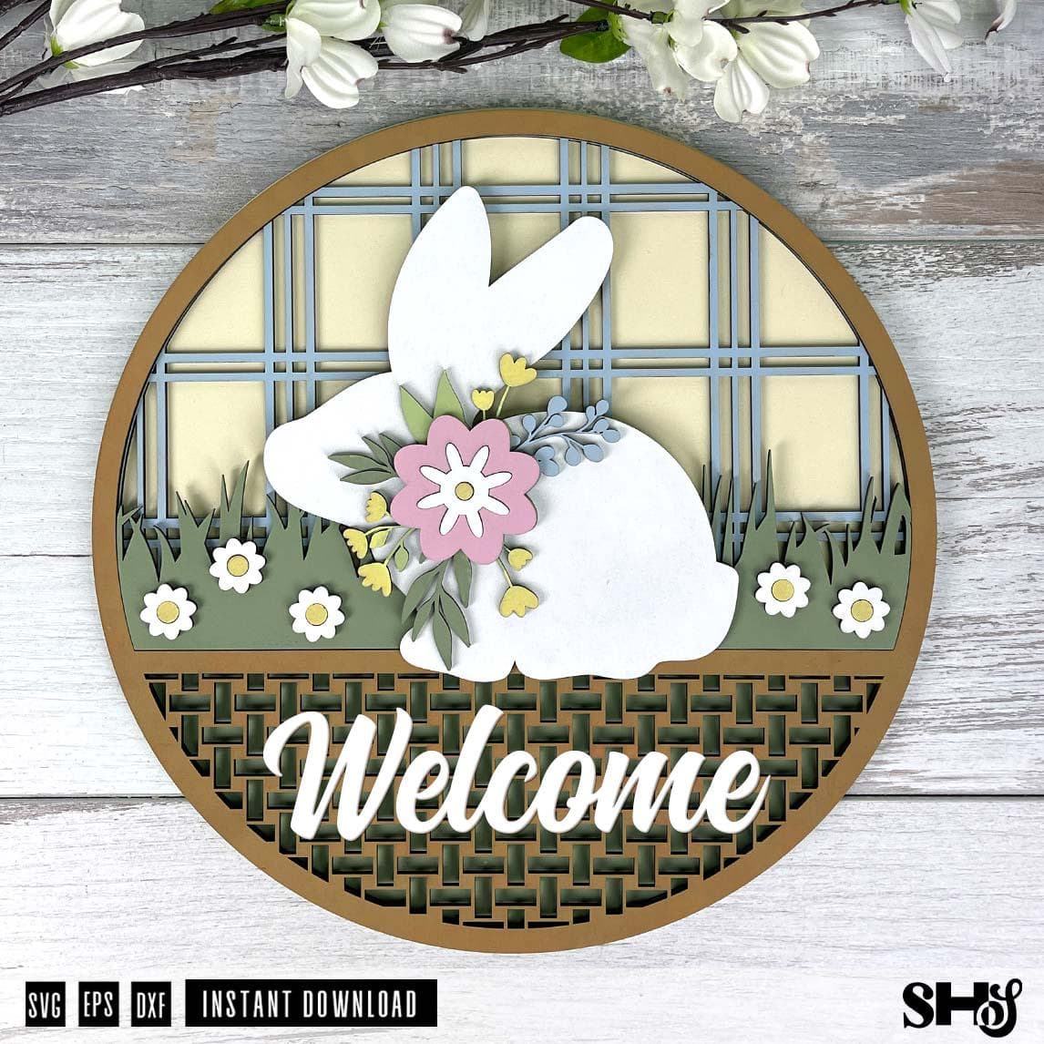Welcome Bunny Laser Cut Sign | Spring Easter Decor (Digital Download)