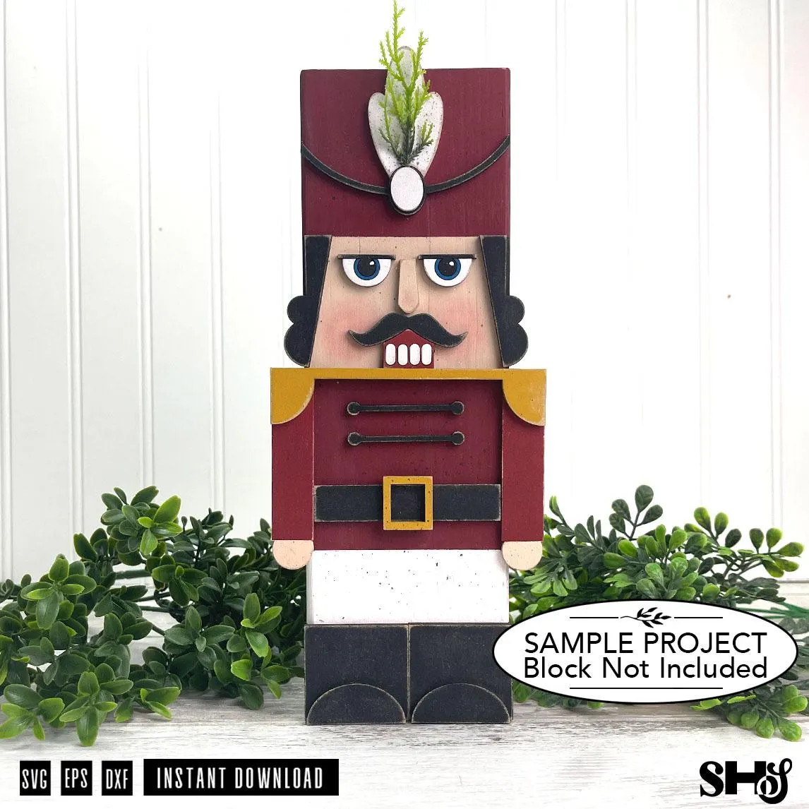 Standing Nutcracker SVG | Christmas Shelf Sitter Block Decor XCS | Layered Laser Cut File